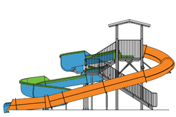 Double Fiberglass Flume Water Slide Model 1860 plan view