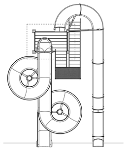 Double Fiberglass Flume Water Slide Model 1860 plan view