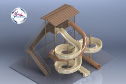 Combination Flume Water Slide Model 1865 3D