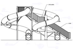 Double Polyethylene Flume Water Slide Model 1648 plan view