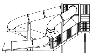 Double Polyethylene Flume Water Slide Model 1667 plan view