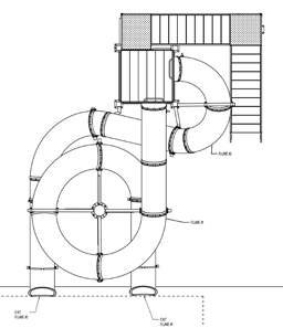 Double Polyethylene Flume Water Slide Model 1667 plan view