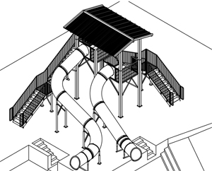 Double Polyethylene Flume Water Slide Model 1687 plan view