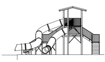 Double Polyethylene Flume Water Slide Model 1687 plan view Double Polyethylene Flume Water Slide Model 1687 plan view