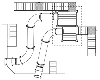 Double Polyethylene Flume Water Slide Model 1687 plan view Double Polyethylene Flume Water Slide Model 1687 plan view