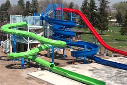 Triple Flume Fiberglass Water Slide with Exit Lanes Model 2047