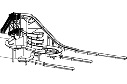 Triple Flume Fiberglass Water Slide with Exit Lanes Model 2047 plan view