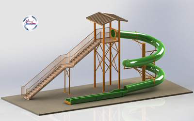 Polyethylene Flume Water Slide Model 1642 with Exit Lane