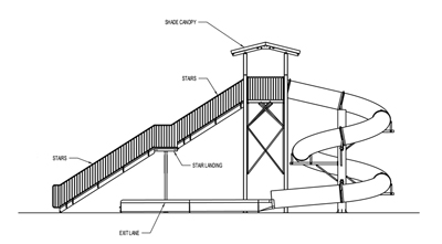 Polyethylene Flume Water Slide Model 1642 with Exit Lane plan view