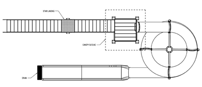 Polyethylene Flume Water Slide Model 1642 with Exit Lane plan view