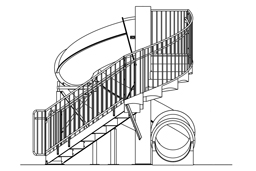 Closed Fiberglass Flume Water Slide Model 1663-32 plan view