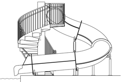 Closed Fiberglass Flume Water Slide Model 1663-32 plan view