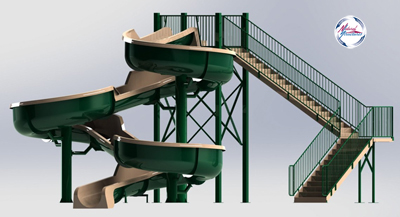 Fiberglass Flume Water Slide Model 1836 - 3D view