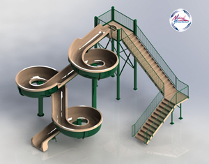 Fiberglass Flume Water Slide Model 1836 - 3D view