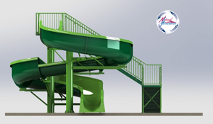 Fiberglass Flume Water Slide Model 1922 - 3D view