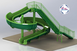 Fiberglass Flume Water Slide Model 1922 - 3D view Fiberglass Water Slide Model 1922 - 3D view