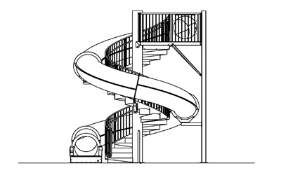 Closed Flume Fiberglass Water Slide Model 1654-32 plan view