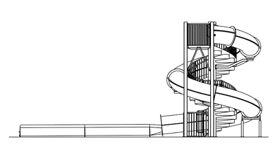 Closed Flume Fiberglass Water Slide Model 1654-32 plan view