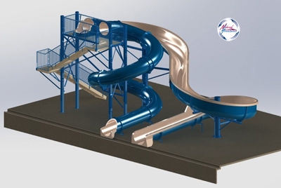 Double Fiberglass Flume Water Slide Model 2040