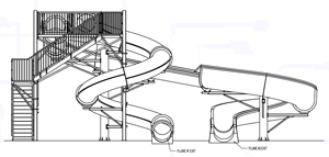 Double Fiberglass Flume Water Slide Model 2040