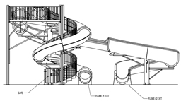 Double Fiberglass Flume Water Slide Model 2040 plan view