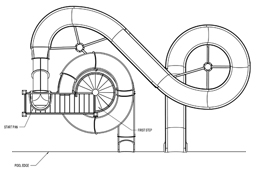 Double Fiberglass Flume Water Slide Model 2040 plan view