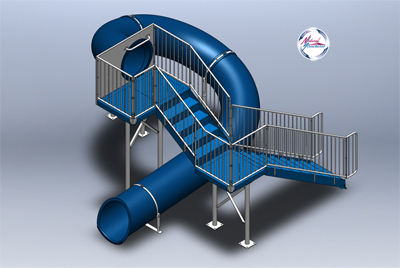 Polyethylene Flume Water Slide Model 1663 3D