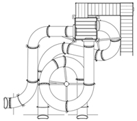 Triple Flume Water Slide Model 1666 plan view