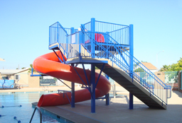 Polyethylene Flume Water Slide Model 1616 with 48 inch wide stairs Polyethylene Flume Water Slide Model 1616