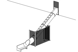 Closed Flume Stainless Steel Slide with Clear Skylights Model SS-A1018 plan view