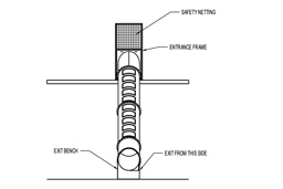 Closed Flume Stainless Steel Slide with Clear Skylights Model SS-A1018 plan view