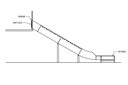 Closed Flume Stainless Steel Slide with Clear Skylights Model SS-A1018 plan view