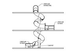 2 Closed Flume Stainless Steel Slides Model SS-A1022 plan view