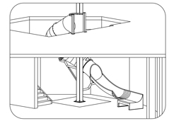 Stainless Steel Slide with Clear Skylights Model SS-A1025 plan view