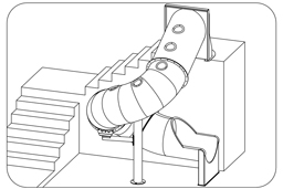 Stainless Steel Slide with portholes Model SS-A1031 plan view