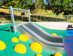 Custom Double Lane Open Flume Embankment Slide with steel skirt Model SS-EMS0508-DTBM